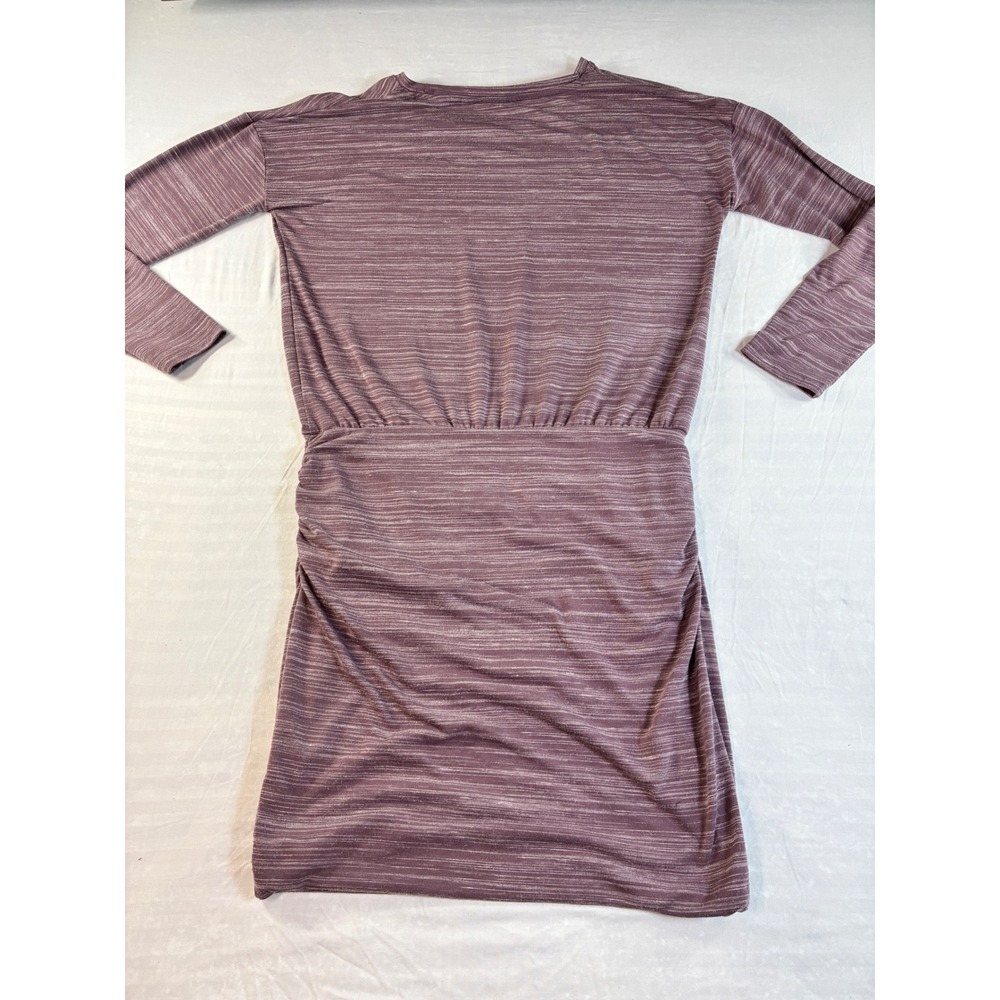 Athleta Womens Space Dye Mauve Ruched Long Sleeve Knit Dress Small Purple